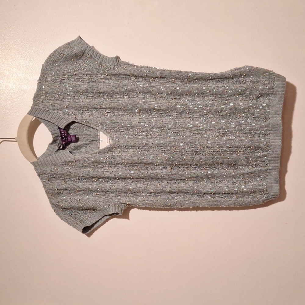 RALPH LAUREN COLLECTION - Top with iridescent paillettes/sequins and 'pearls'
